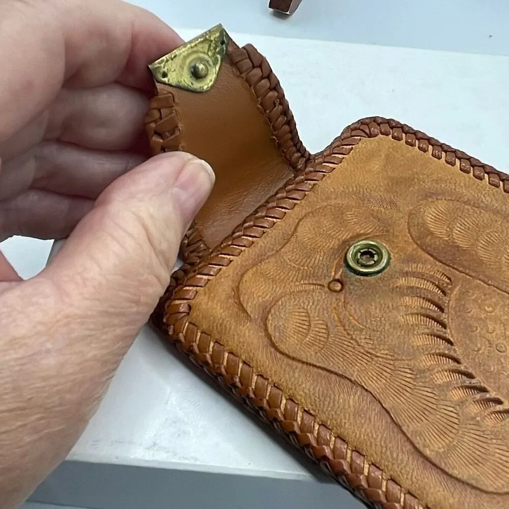 Vintage Handtooled leather Men’s wallet .